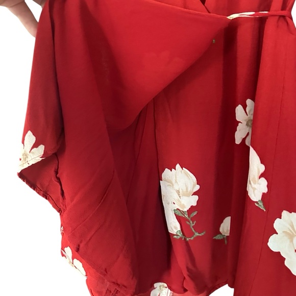 Reformation Red Collins Floral Wrap Mini Dress Size XS - Picture 6 of 11